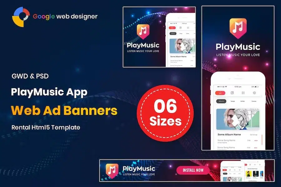 Play Music App Banners GWD