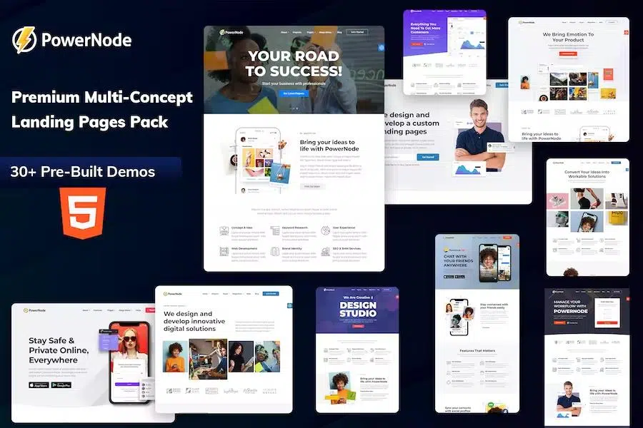 PowerNode – Multi-Concept Landing Pages HTML Template