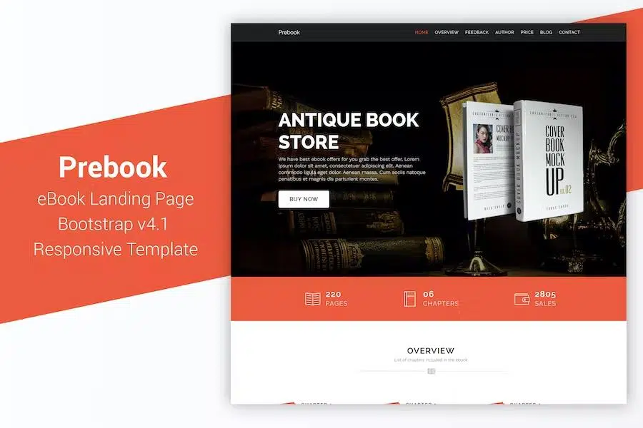 Prebook – eBook Landing Page Responsive Bootstrap 4 Template