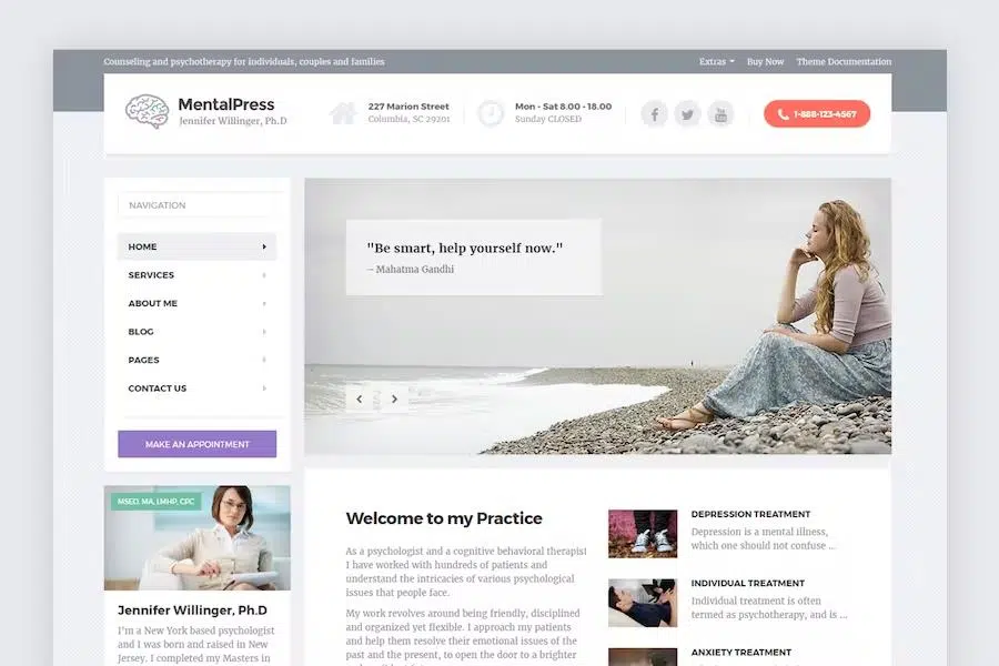 Psychology, Counseling & Medical Website Template – MentalPress