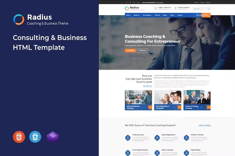 Radius – Training, Coaching, Consulting & Business HTML Template