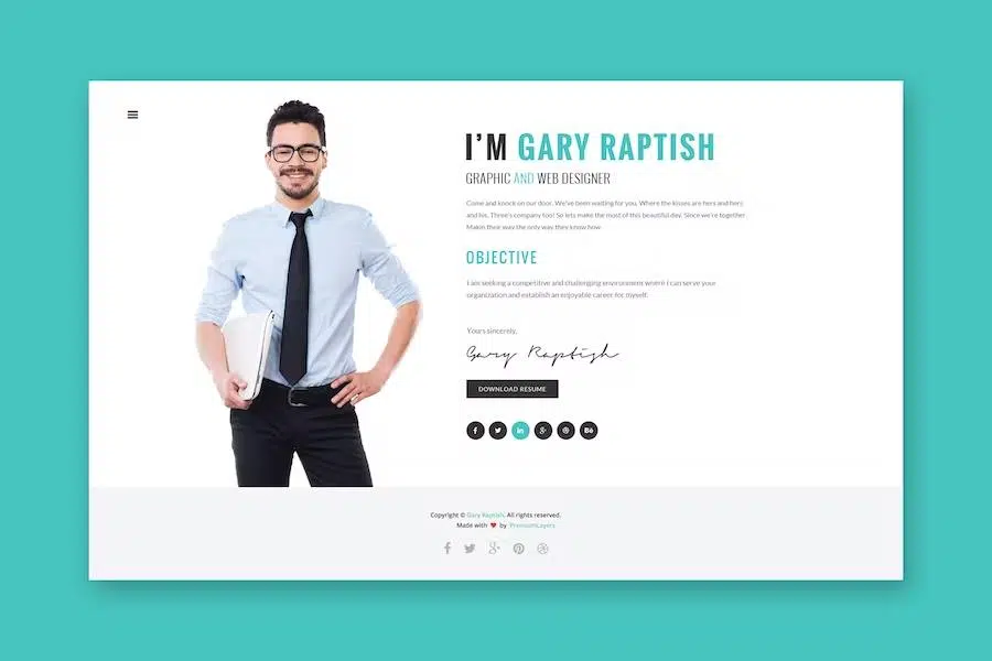 Raptish – Premium vCard Resume HTML Template