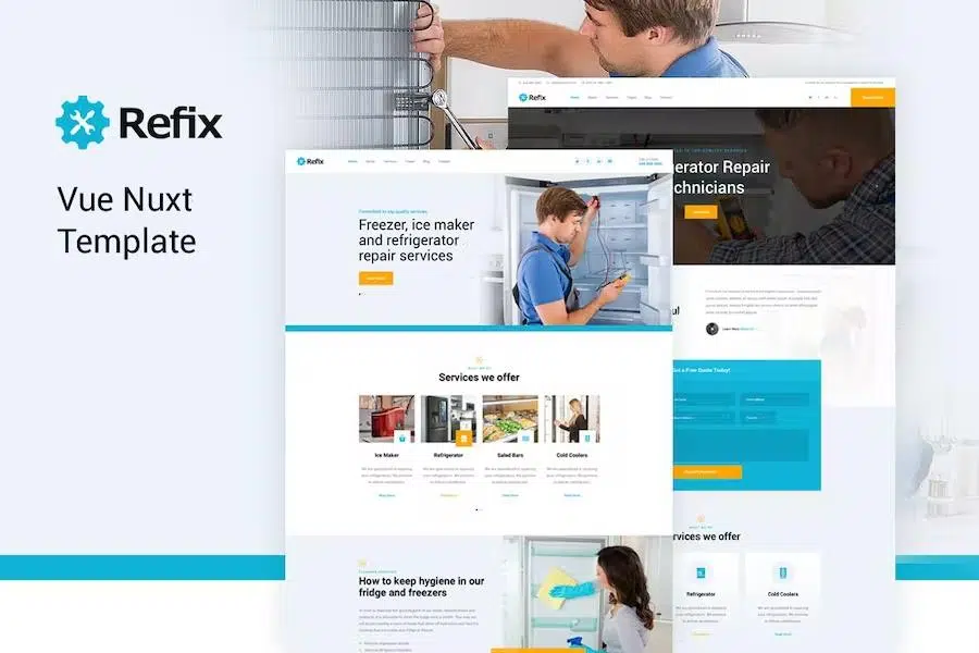 Refix – Vue Nuxt Fridge & Freezer Repair Company Template