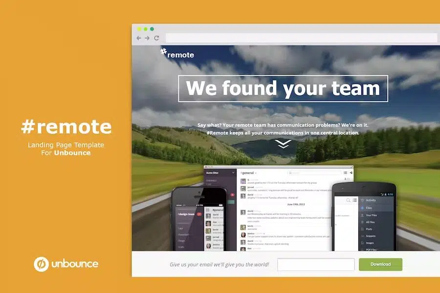 Remote – Unbounce Landing Page with Fullscreen Video Header