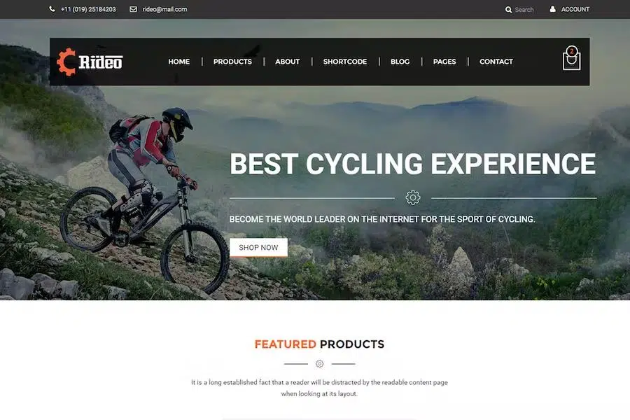 Rideo – Bicycle Store HTML Template