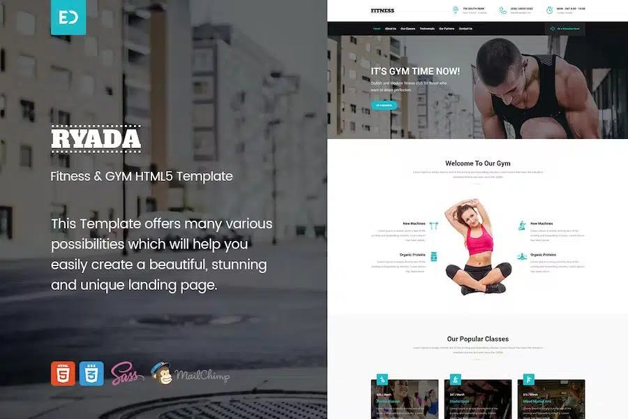 Ryada – Fitness & GYM HTML Landing Page Template