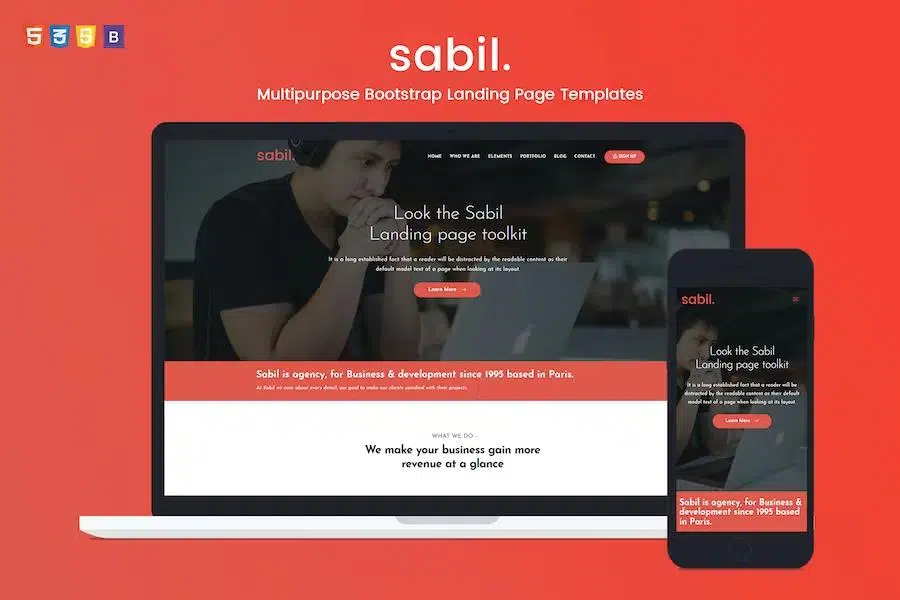 Multipurpose Bootstrap Landing Page Templates – Sabil