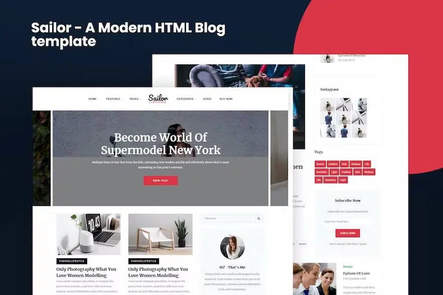 Sailor – A Modern HTML Blog Theme