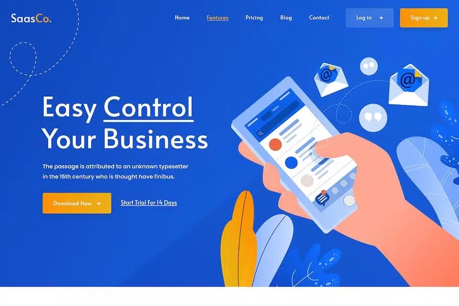 SassCo – SaSS, App Landing Page & Startups PSD Template