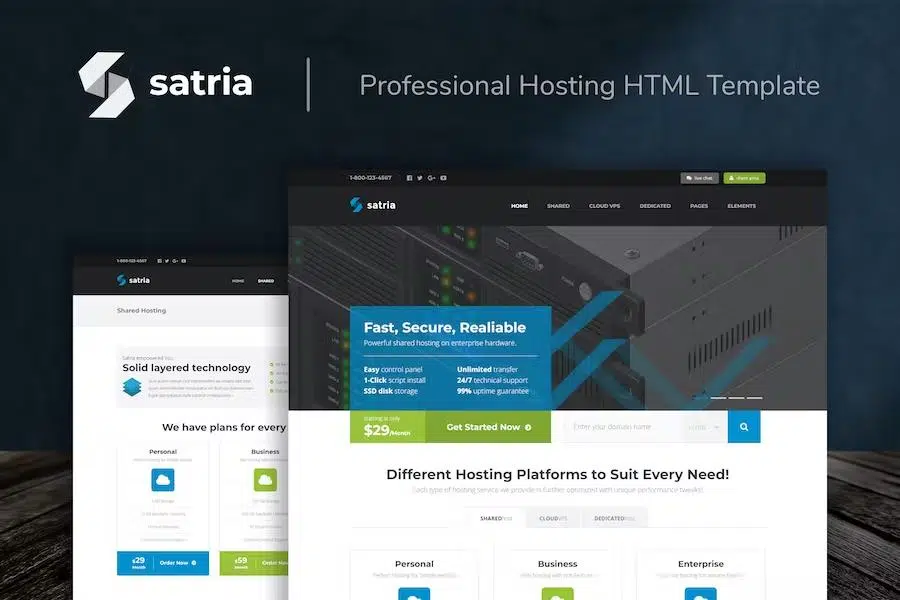 Satria – Professional Hosting HTML5 Template