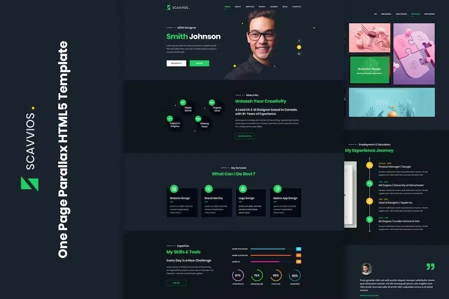 Scavvios – One Page Parallax HTML5 Template