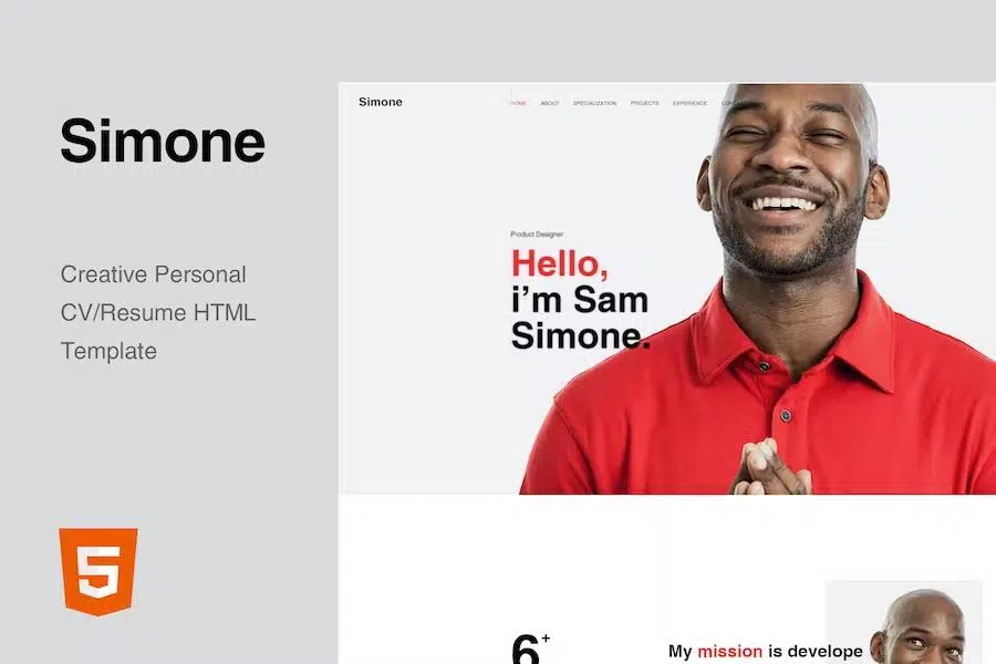 Simone – Onepage Personal CV Resume HTML Template