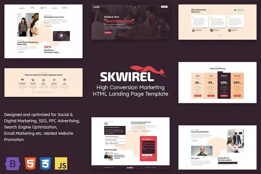 Skwirel – High Conversion Marketing HTML Landing Page Template