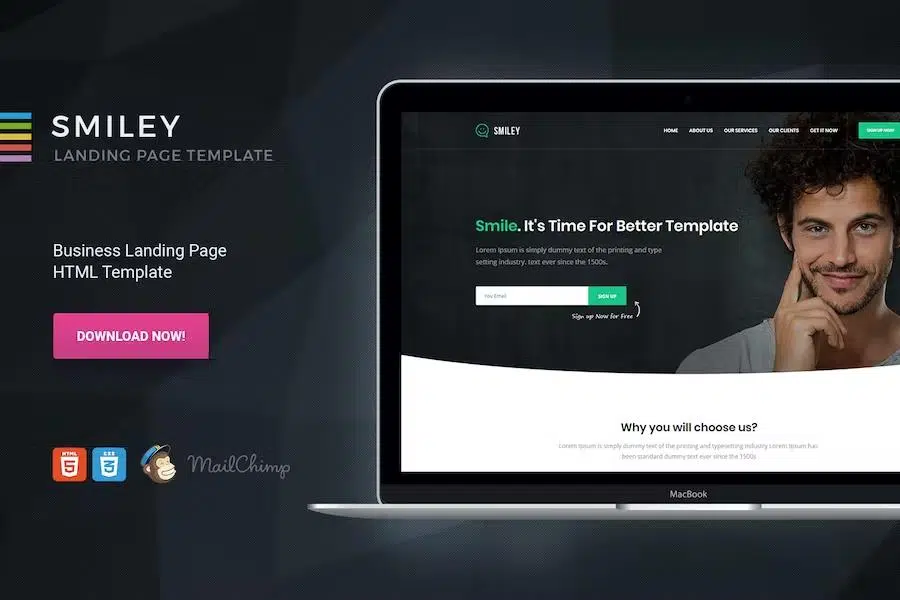 Smiley – HTML Business & Startup One Page Template