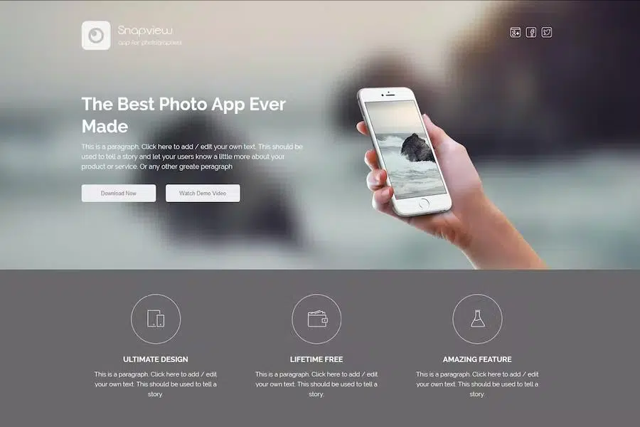 Snapview – Mobile App Landing Template