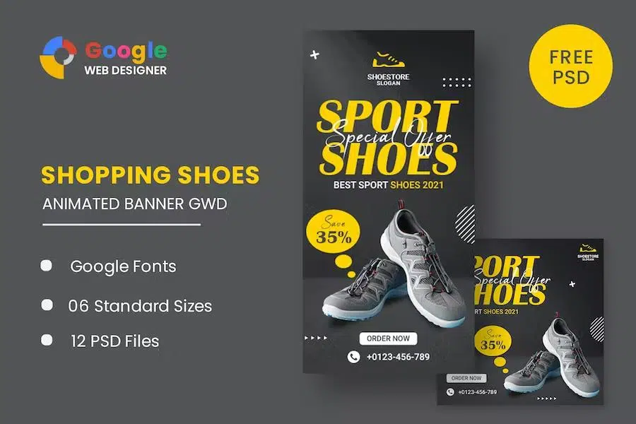 Sport Shoes HTML5 Banner Ads GWD