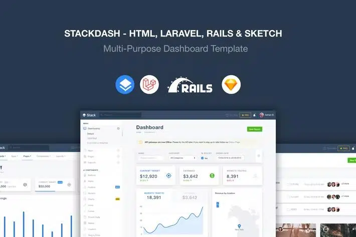 StackDash – HTML, Laravel & Rails Dashboard Template