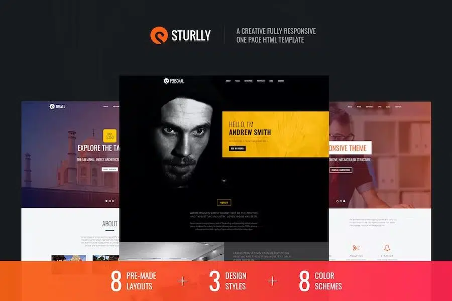 Sturlly Responsive One Page Multipurpose Template