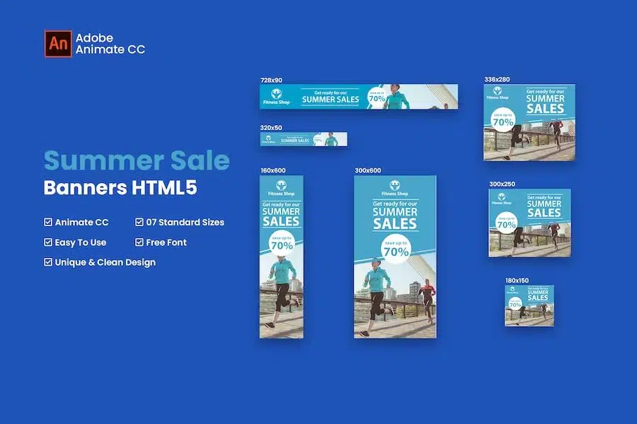 Summer Sales Fitness Banner HTML – Animate CC