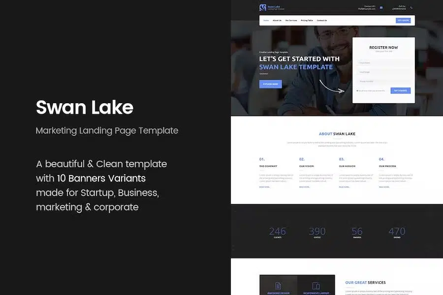 Swan Lake – Lead Generation Marketing Landing Page