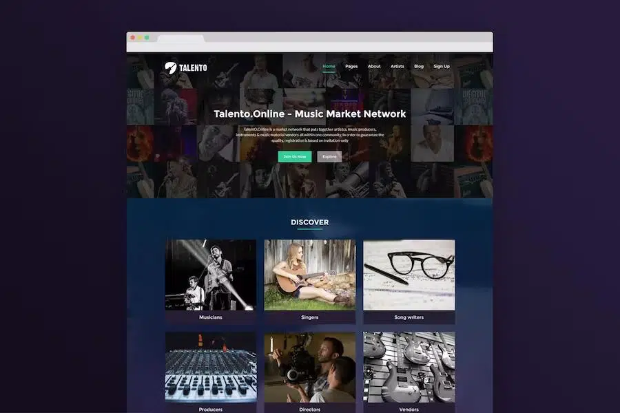 Talento – Music Market Network HTML Template