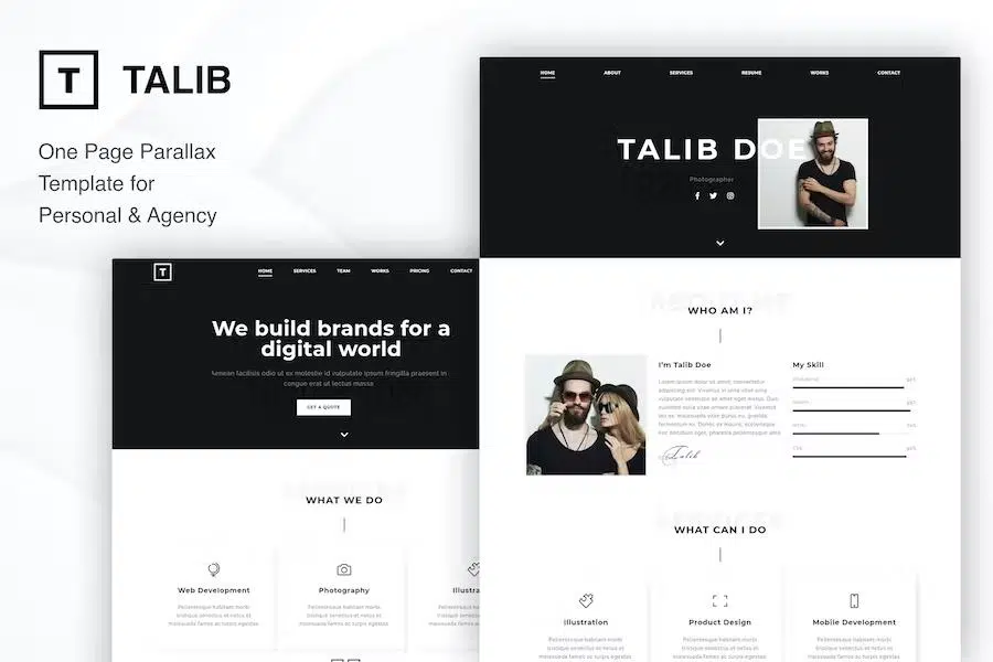 Talib – One Page Parallax Template for Personal & Agency