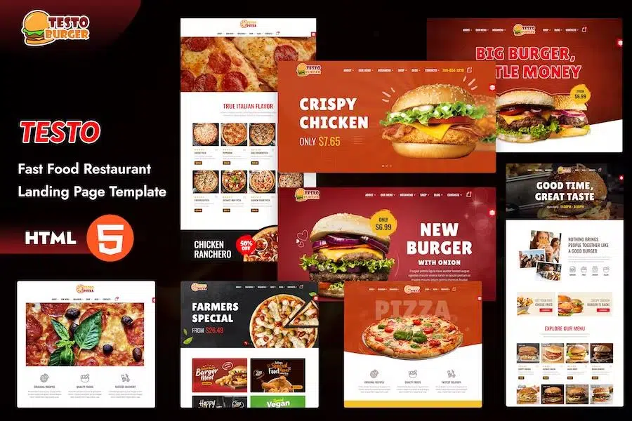 Testo – Pizza Caffe Restaurant Bootstrap 5 & 4 HTML Template