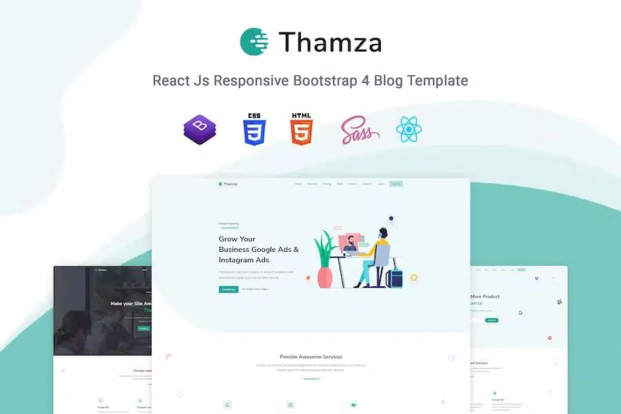 Thamza – React Js Landing Page Template