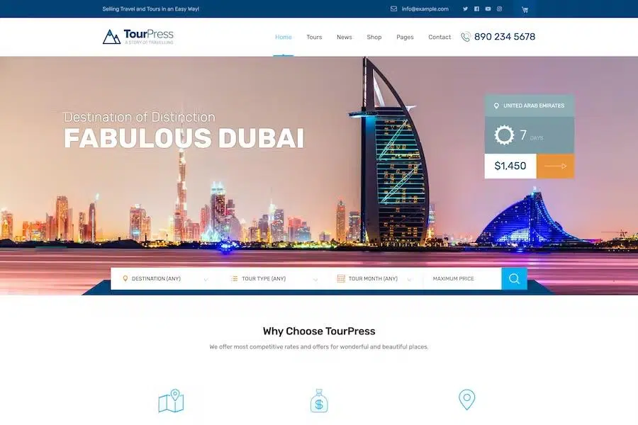 TourPress – Travel Booking WordPress Theme