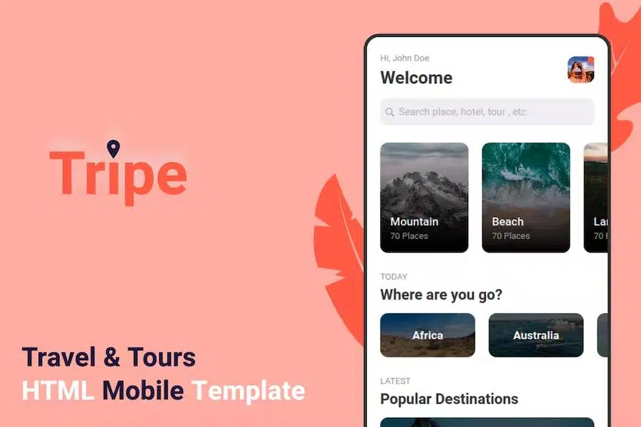 Tripe – Travel & Tour Mobile Template