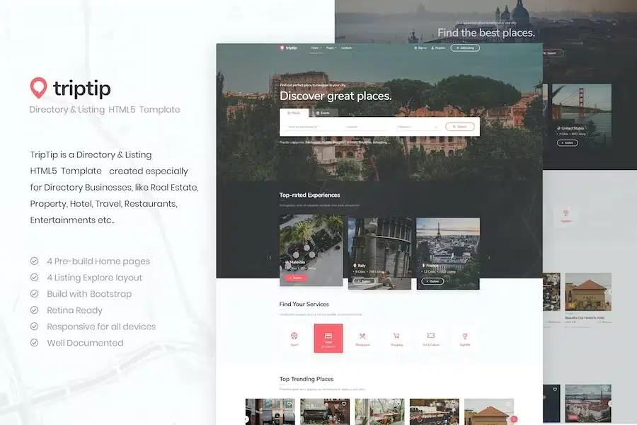 TripTip – Listing & Directory HTML5 Template