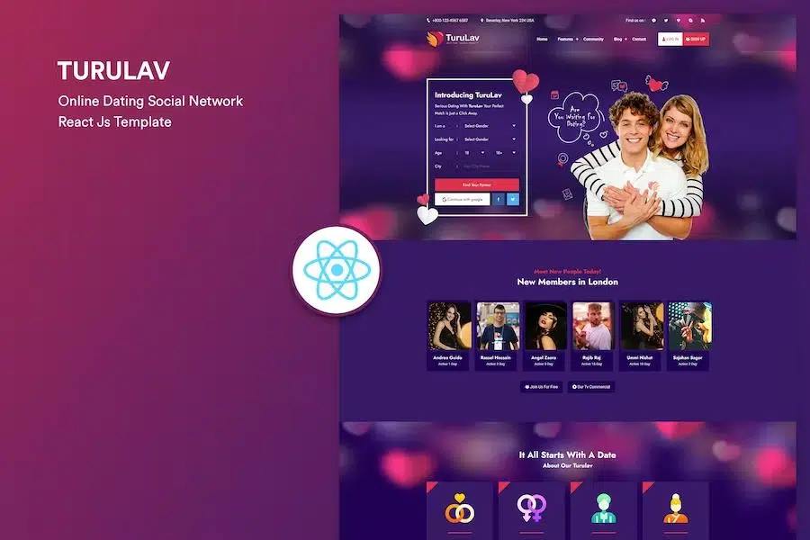 TuruLav – Dating Social Network React Js Template