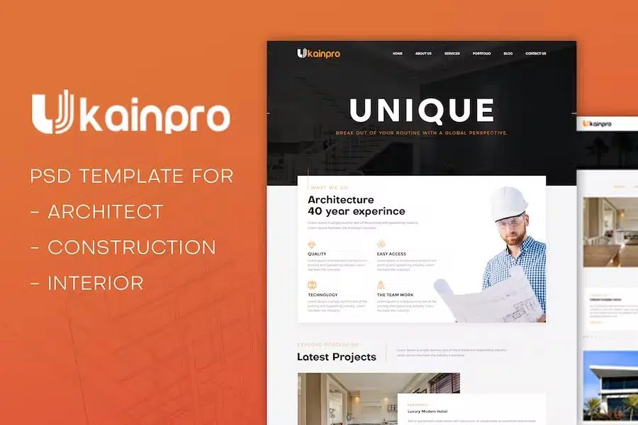 Ukainpro – Architect & Construction PSD Template