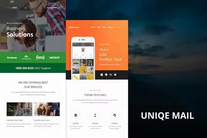 Uniqe Mail – Responsive Email set + Online Access