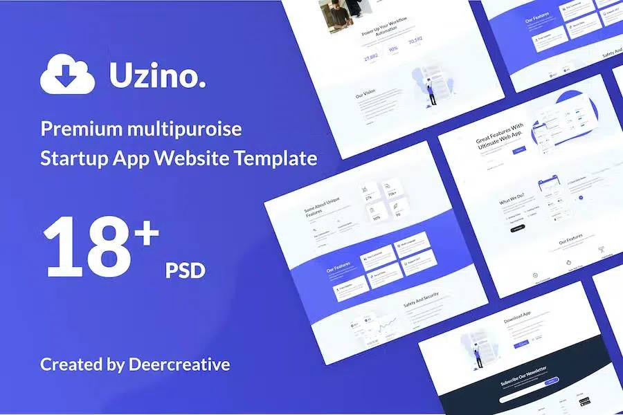 Uzino – Premium Startup App PSD Template