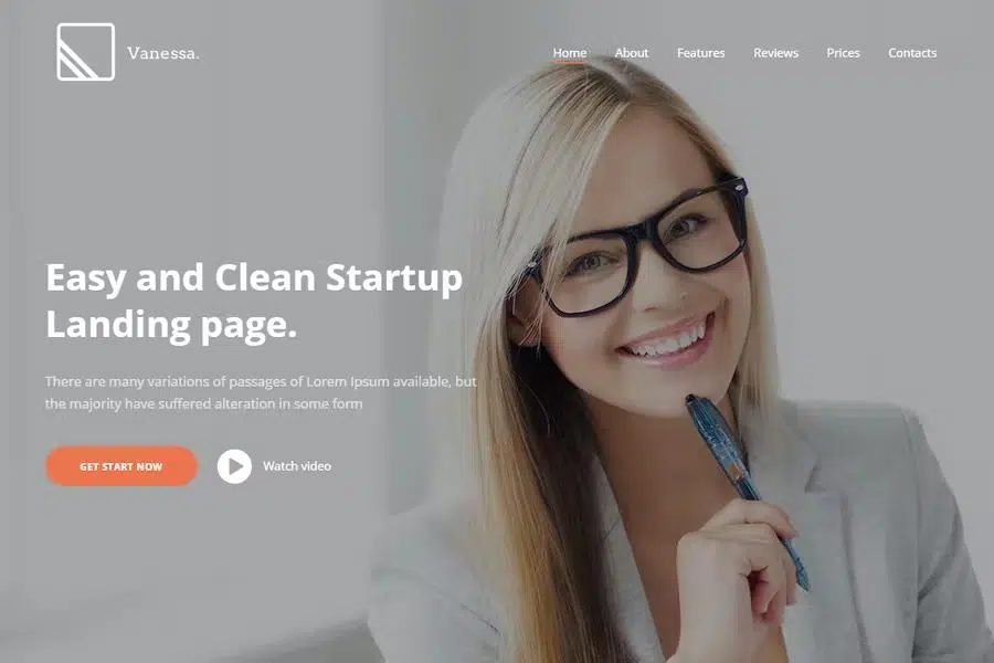 Vanessa -Easy Startup Landing Page WP Theme