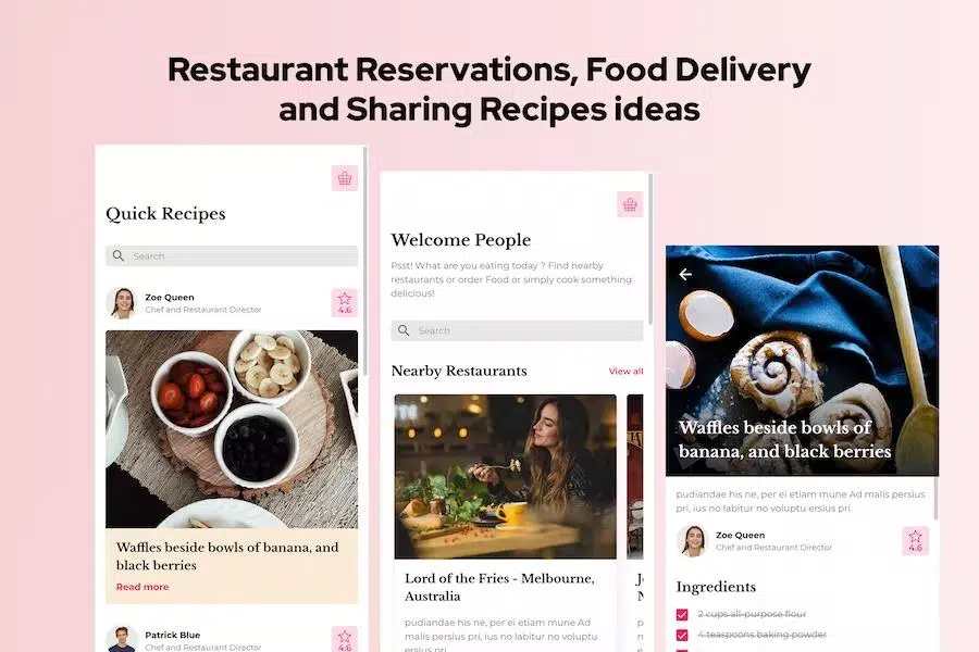 Vanille – Restaurant Reservations & Food Delivery Mobile Template