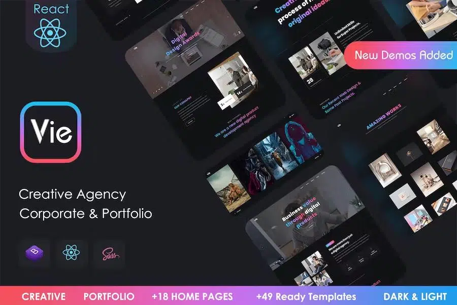 Vie – React Creative Portfolio & Agency template