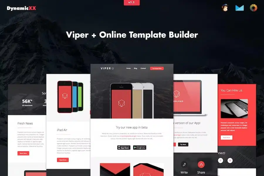 Viper – Responsive Email + Online Template Builder