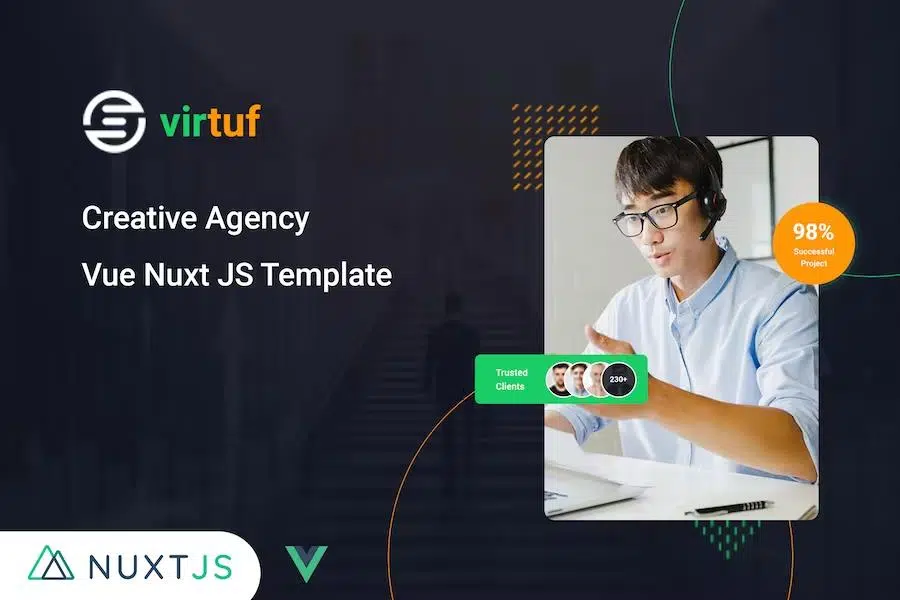 Virtuf – Vue JS Website Template Using Nuxt JS