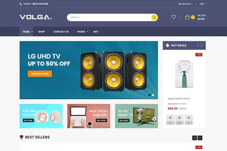 Volga – MegaShop Responsive Shopify Theme – Technology, Electronics, Digital, Food, Furniture