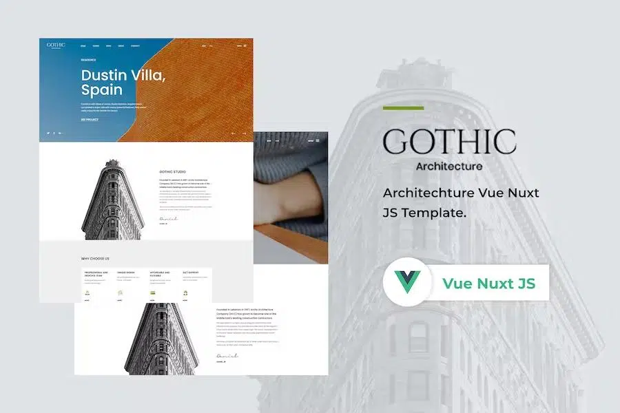 Vue JS Nuxt JS Architecture Website Template – Gothic