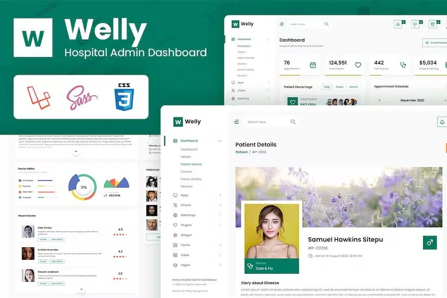 Welly – Hospital Admin Dashboard Laravel 8 Bootstrap Template