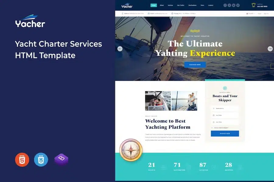 Yacher – Yacht Charter Services HTML Template