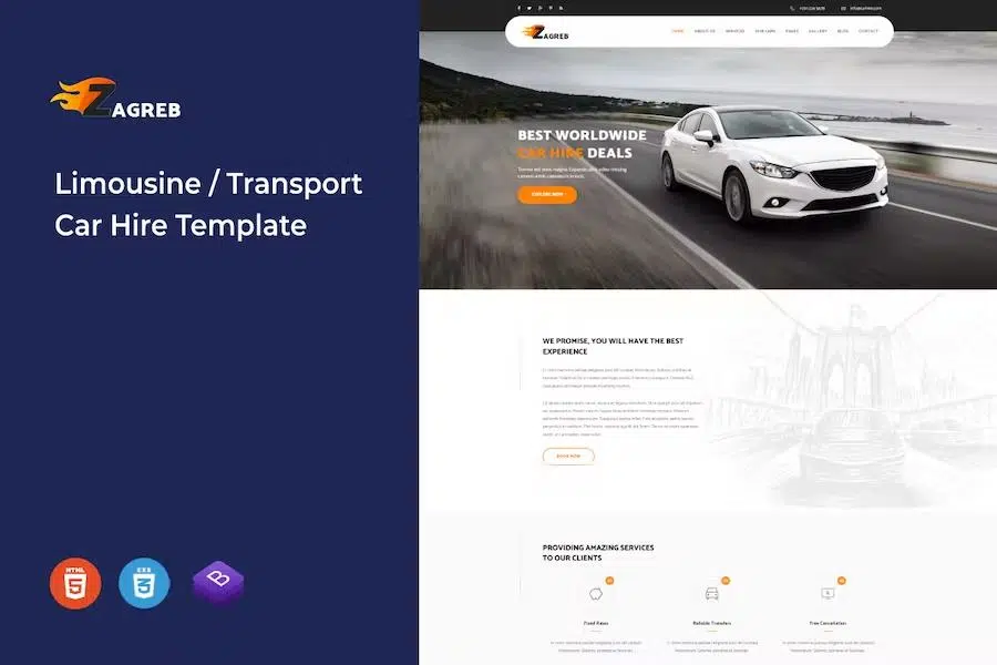 Zagreb – Limousine Transport Car Hire Template