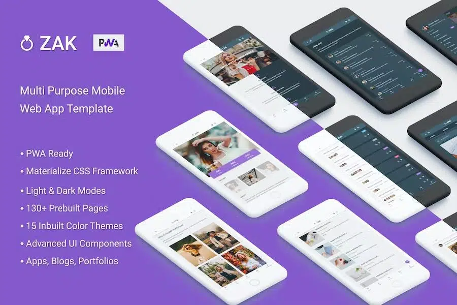 Zak: Multi Purpose Mobile Web App template (PWA)