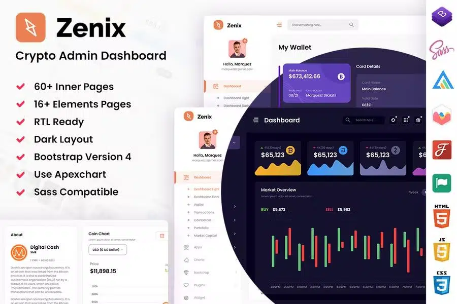 Zenix – Crypto Bootstrap Admin Dashboard