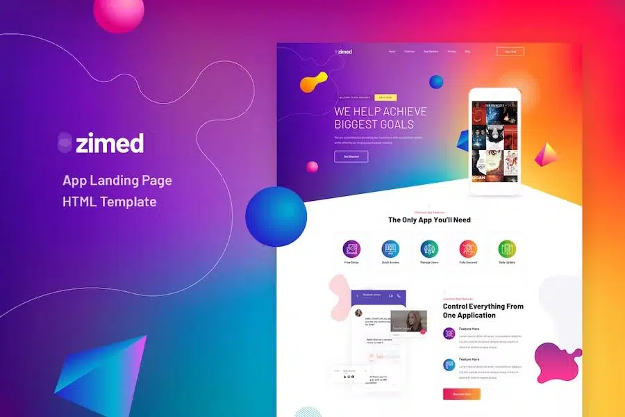 Zimed – App Landing Page HTML Template