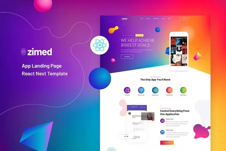 Zimed – React Next App Landing Page Template