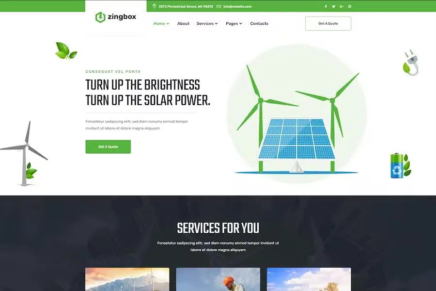 Zingbox – Wind & Solar Energy HTML Template